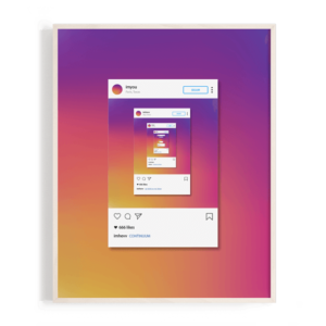 Los colores del degradado en el logotipo de instagram junto a un reflejo infinito de posts