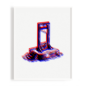 Representación de una guillotina en visión 3d