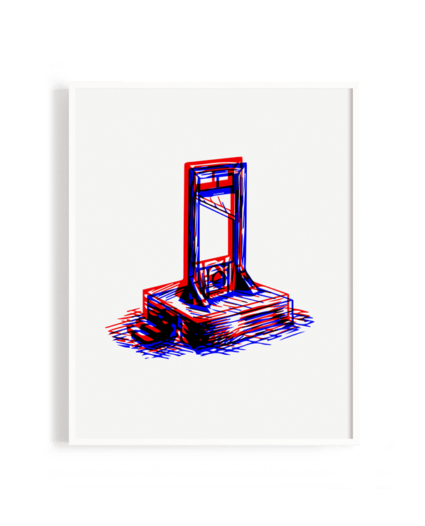Representación de una guillotina en visión 3d