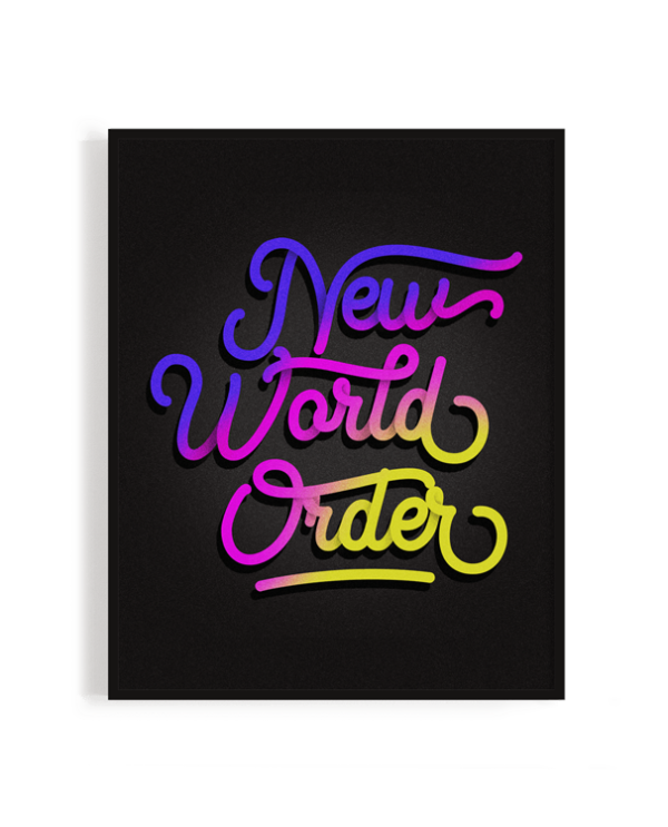 Ilustración con un lettering que pone New world order